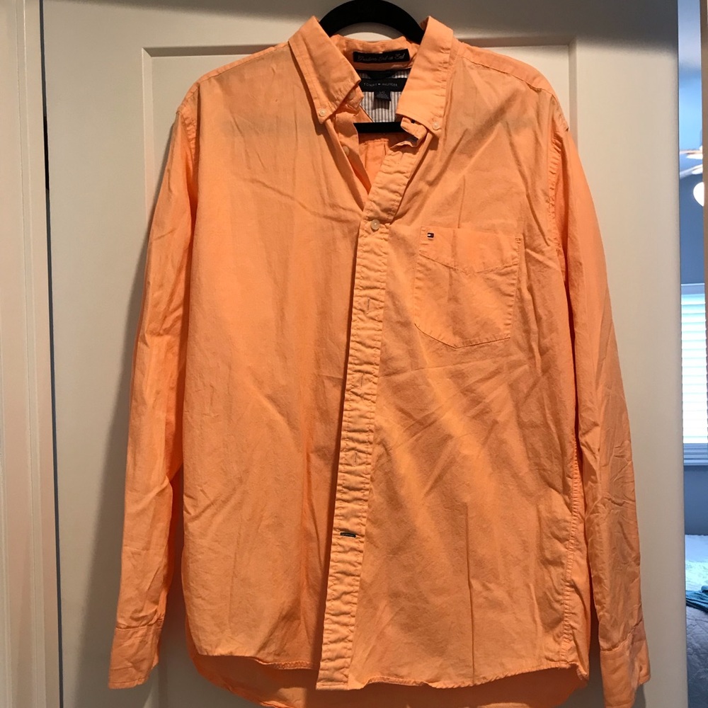 Tommy hilfiger bright orange button down